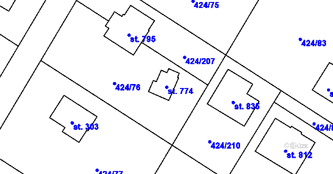 Parcela st. 774 v KÚ Strašín u Říčan, Katastrální mapa