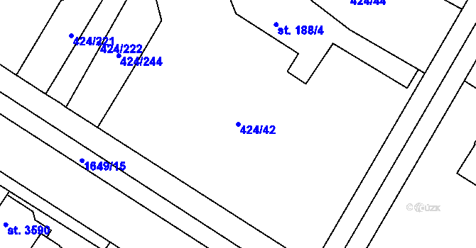 Parcela st. 424/42 v KÚ Strašín u Říčan, Katastrální mapa
