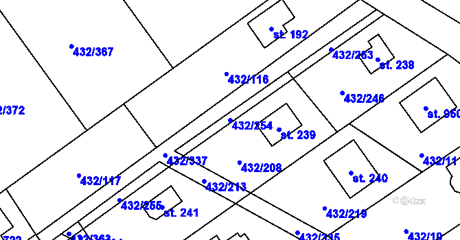 Parcela st. 432/254 v KÚ Strašín u Říčan, Katastrální mapa