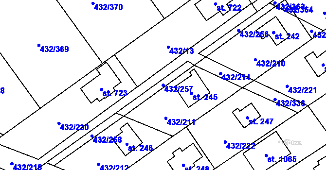 Parcela st. 432/257 v KÚ Strašín u Říčan, Katastrální mapa