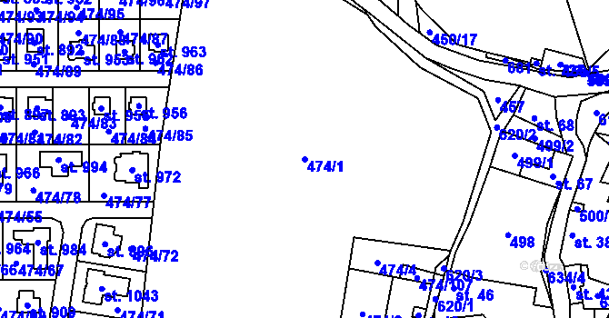 Parcela st. 474/1 v KÚ Strašín u Říčan, Katastrální mapa