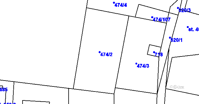Parcela st. 474/2 v KÚ Strašín u Říčan, Katastrální mapa