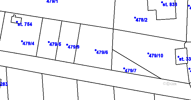 Parcela st. 479/6 v KÚ Strašín u Říčan, Katastrální mapa