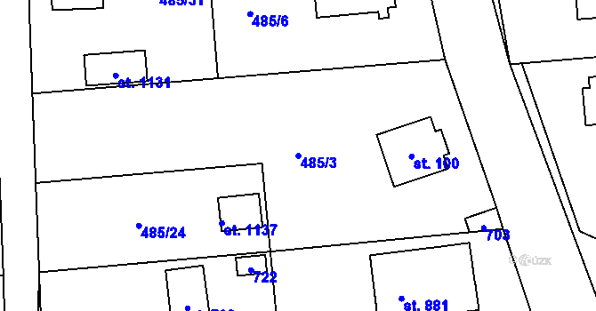 Parcela st. 485/3 v KÚ Strašín u Říčan, Katastrální mapa