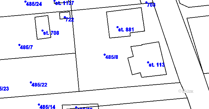 Parcela st. 485/8 v KÚ Strašín u Říčan, Katastrální mapa