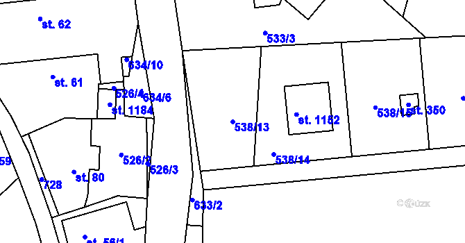 Parcela st. 538/13 v KÚ Strašín u Říčan, Katastrální mapa