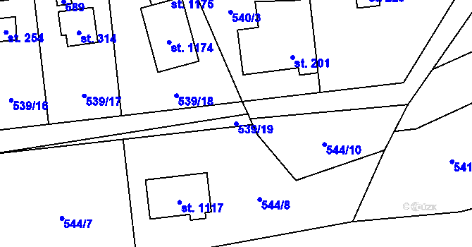 Parcela st. 539/19 v KÚ Strašín u Říčan, Katastrální mapa
