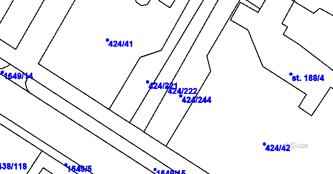 Parcela st. 424/222 v KÚ Strašín u Říčan, Katastrální mapa