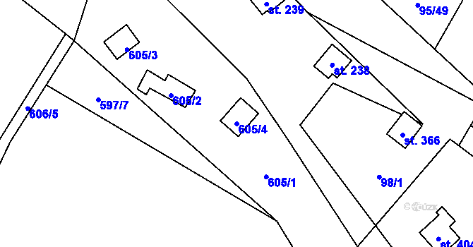 Parcela st. 605/4 v KÚ Strašín u Říčan, Katastrální mapa