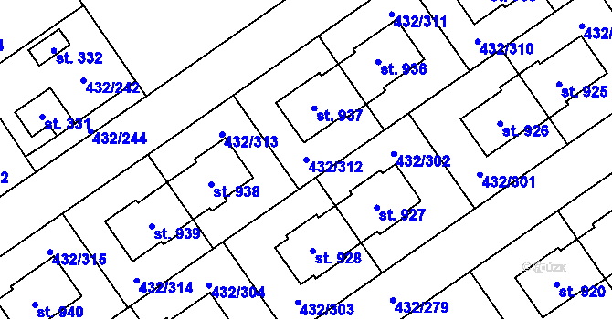 Parcela st. 432/312 v KÚ Strašín u Říčan, Katastrální mapa
