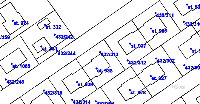 Parcela st. 432/313 v KÚ Strašín u Říčan, Katastrální mapa