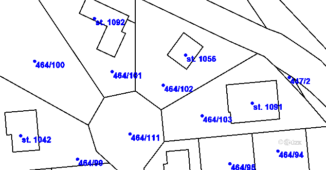 Parcela st. 464/102 v KÚ Strašín u Říčan, Katastrální mapa
