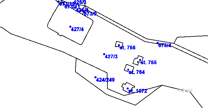 Parcela st. 427/3 v KÚ Strašín u Říčan, Katastrální mapa