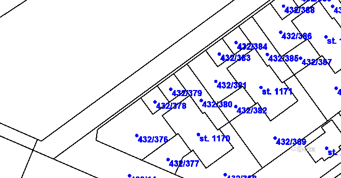 Parcela st. 432/379 v KÚ Strašín u Říčan, Katastrální mapa
