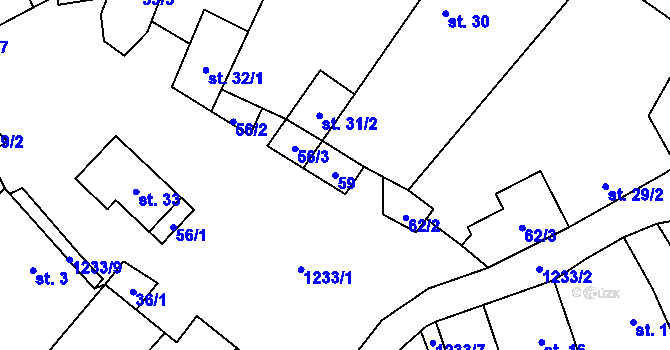 Parcela st. 59 v KÚ Strašín u Sušice, Katastrální mapa