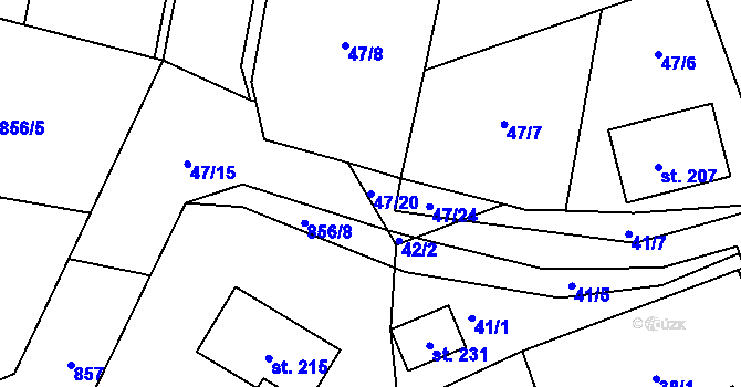 Parcela st. 47/20 v KÚ Strašín u Sušice, Katastrální mapa