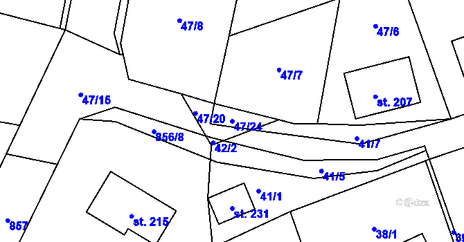 Parcela st. 47/24 v KÚ Strašín u Sušice, Katastrální mapa