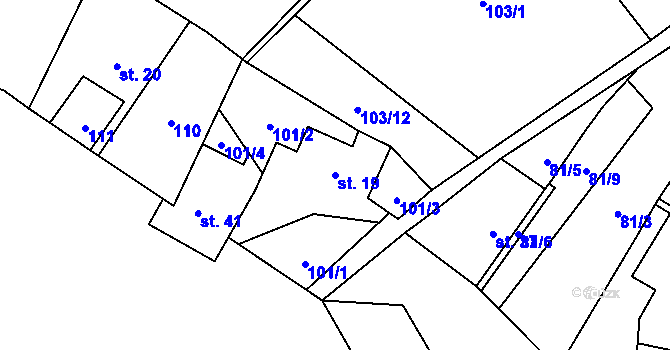 Parcela st. 19 v KÚ Zuklín, Katastrální mapa