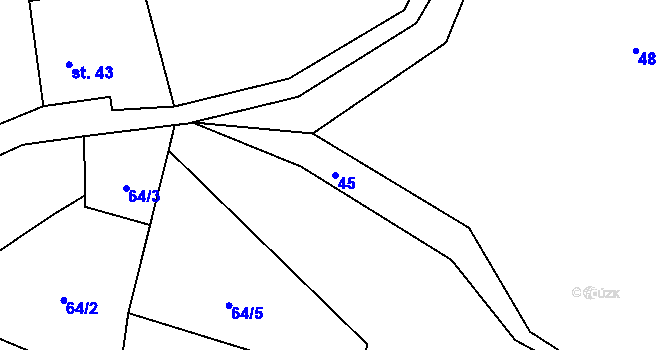 Parcela st. 45 v KÚ Zuklín, Katastrální mapa