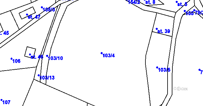 Parcela st. 103/4 v KÚ Zuklín, Katastrální mapa