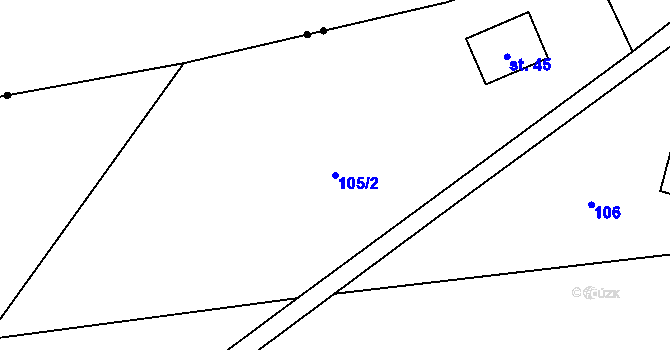 Parcela st. 105/2 v KÚ Zuklín, Katastrální mapa