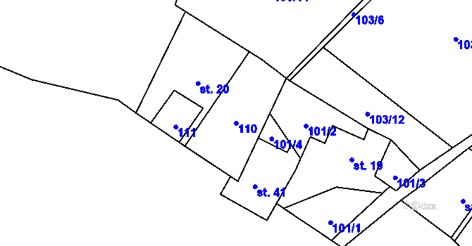 Parcela st. 110 v KÚ Zuklín, Katastrální mapa