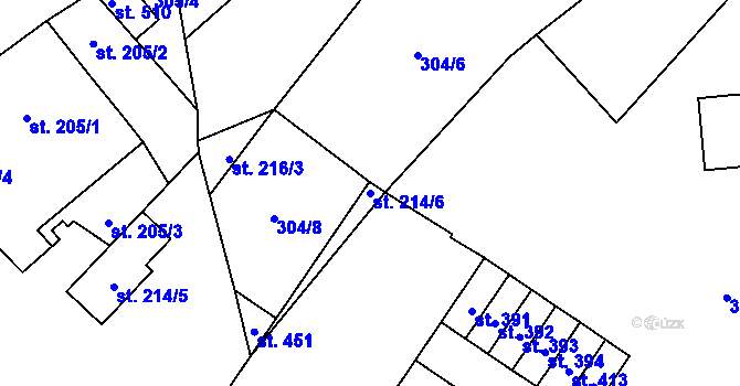 Parcela st. 214/6 v KÚ Straškov, Katastrální mapa