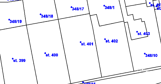 Parcela st. 401 v KÚ Straškov, Katastrální mapa