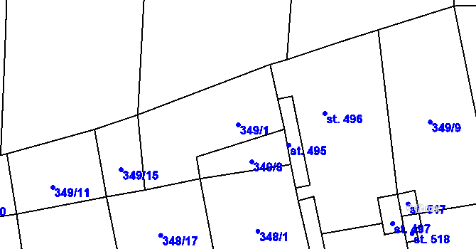 Parcela st. 349/1 v KÚ Straškov, Katastrální mapa