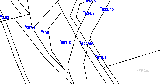 Parcela st. 622/46 v KÚ Straškov, Katastrální mapa