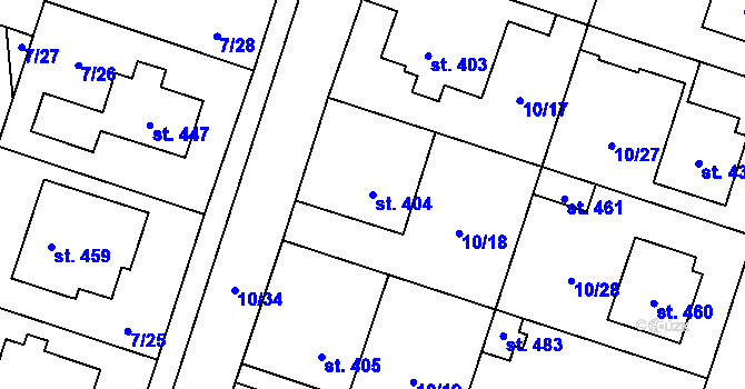 Parcela st. 404 v KÚ Vodochody, Katastrální mapa