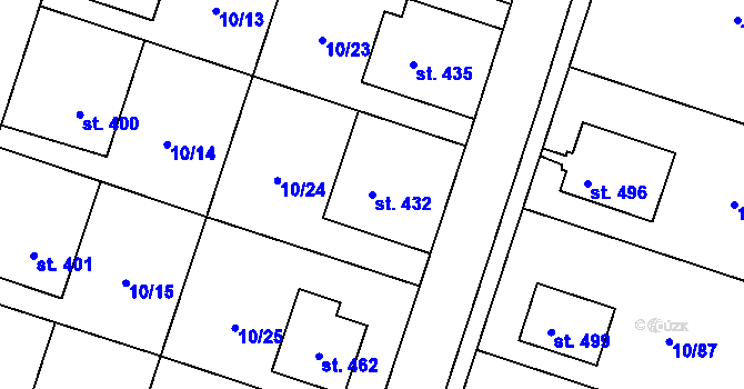 Parcela st. 432 v KÚ Vodochody, Katastrální mapa
