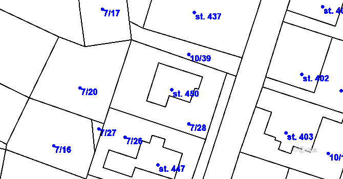 Parcela st. 450 v KÚ Vodochody, Katastrální mapa