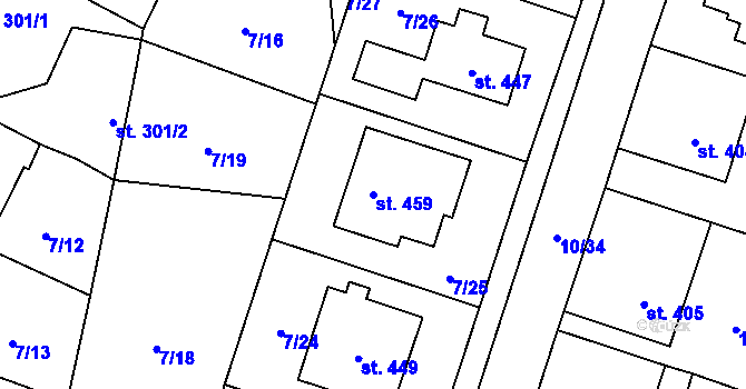 Parcela st. 459 v KÚ Vodochody, Katastrální mapa