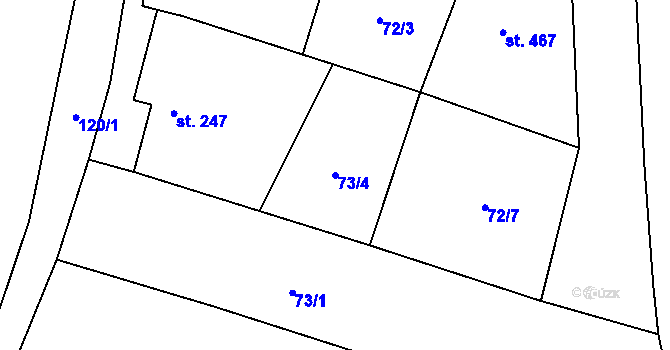 Parcela st. 73/4 v KÚ Vodochody, Katastrální mapa