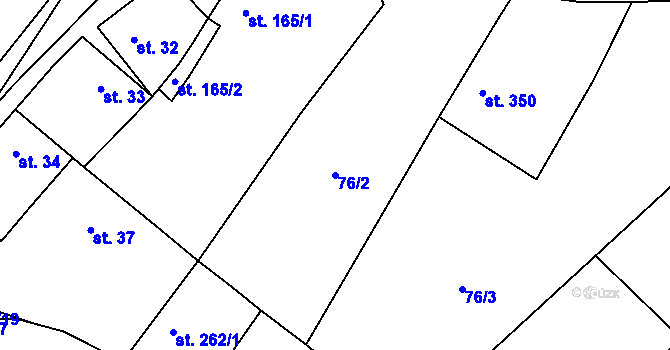 Parcela st. 76/2 v KÚ Vodochody, Katastrální mapa