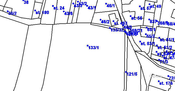 Parcela st. 133/1 v KÚ Vodochody, Katastrální mapa