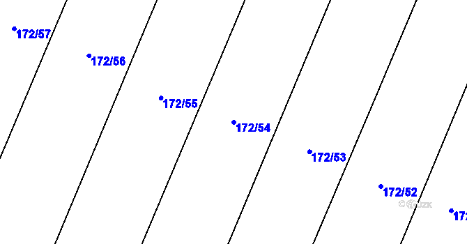 Parcela st. 172/54 v KÚ Vodochody, Katastrální mapa