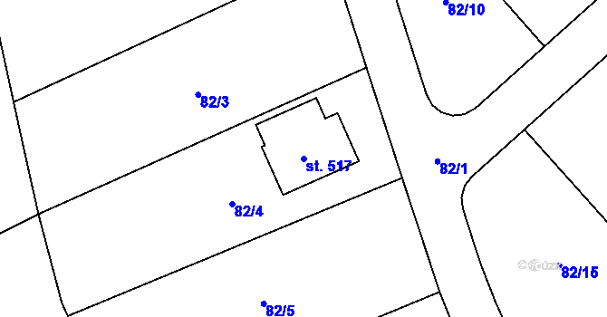 Parcela st. 517 v KÚ Vodochody, Katastrální mapa
