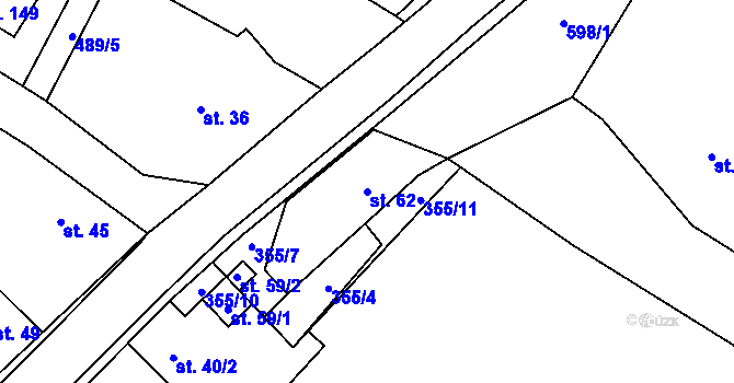 Parcela st. 62 v KÚ Strašnov, Katastrální mapa