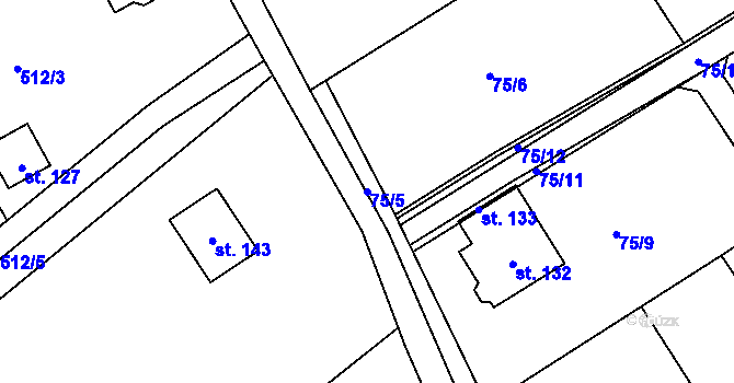 Parcela st. 75/5 v KÚ Strašnov, Katastrální mapa