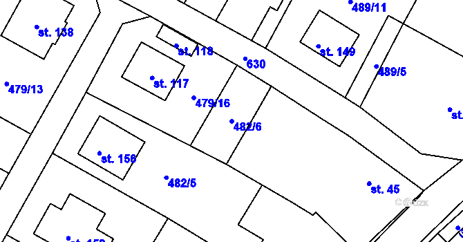 Parcela st. 482/6 v KÚ Strašnov, Katastrální mapa