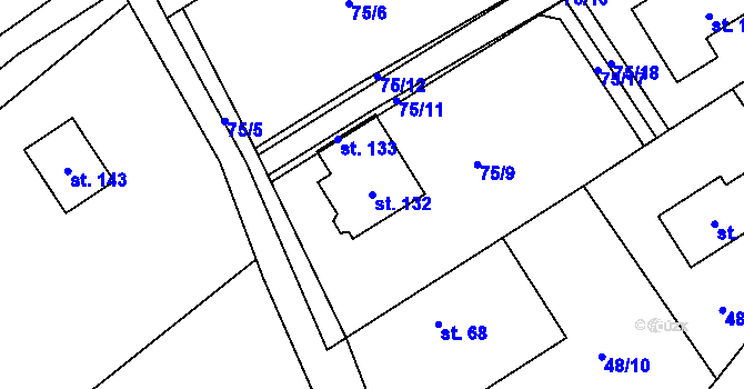 Parcela st. 132 v KÚ Strašnov, Katastrální mapa