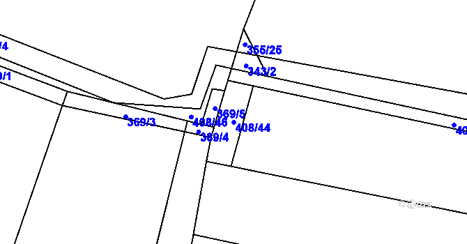 Parcela st. 408/44 v KÚ Strašnov, Katastrální mapa