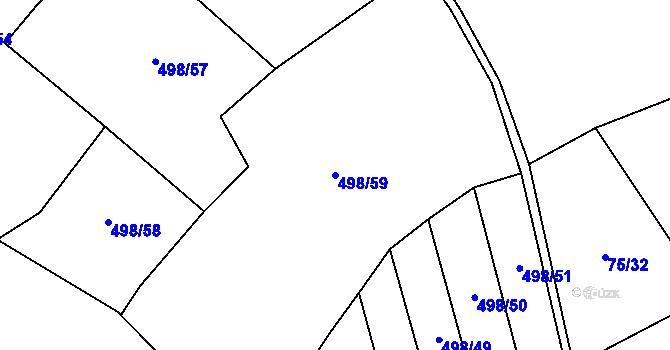Parcela st. 498/59 v KÚ Strašnov, Katastrální mapa