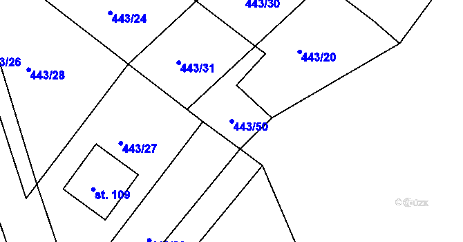 Parcela st. 443/50 v KÚ Strašov, Katastrální mapa