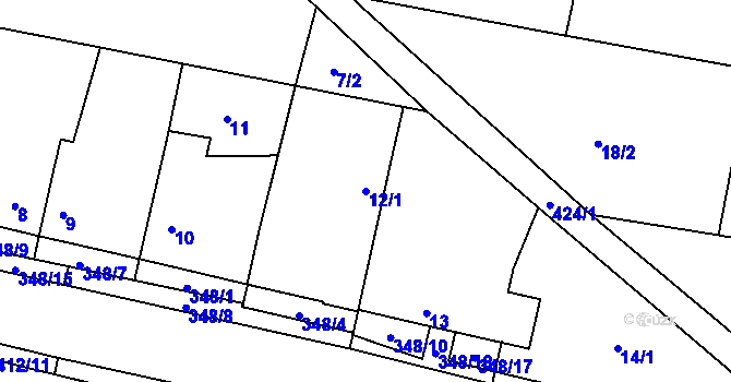 Parcela st. 12/1 v KÚ Stratov, Katastrální mapa
