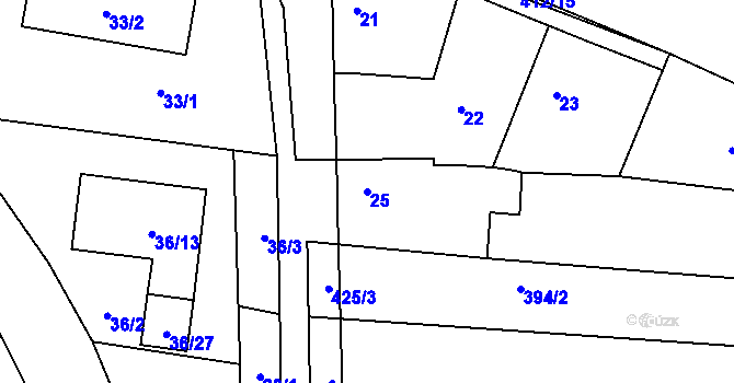 Parcela st. 25 v KÚ Stratov, Katastrální mapa