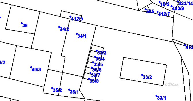 Parcela st. 33/3 v KÚ Stratov, Katastrální mapa