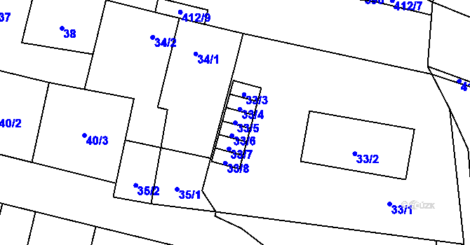 Parcela st. 33/5 v KÚ Stratov, Katastrální mapa